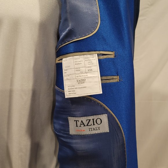 NWT Tazio Italian Men's Royal Blue & Navy Blue Suit wedding groom or guest - Picture 4 of 6